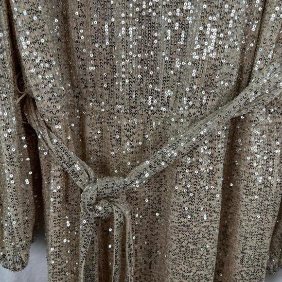 Altar'd State sequined gold mini dress large champagne - Picture 3 of 8